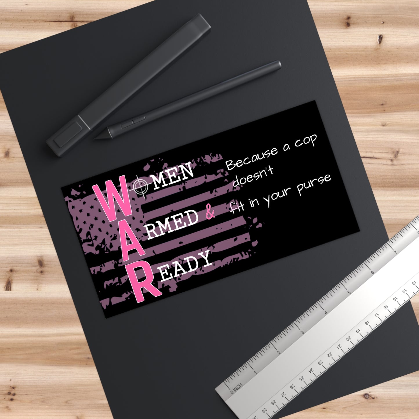 Women Armed & Ready Black Bumper Stickers