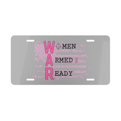 Women Armed & Ready Grey Vanity Plate