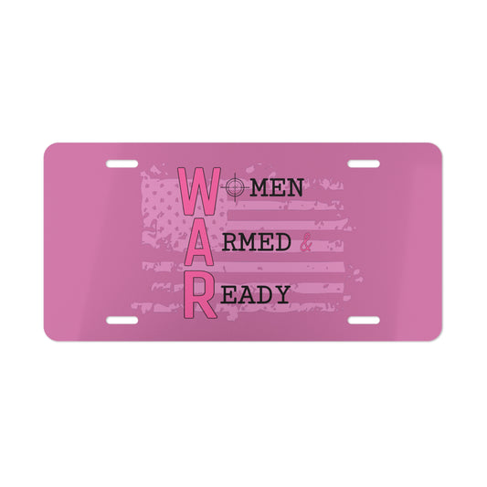 Women Armed & Ready Pink Vanity Plate