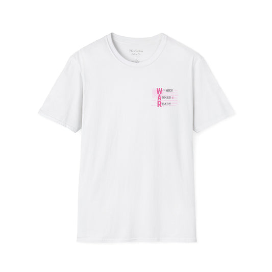 Women Armed & Ready Pink USA Flag Front Print Only T-Shirt