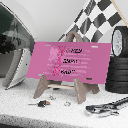 Women Armed & Ready Pink Vanity Plate